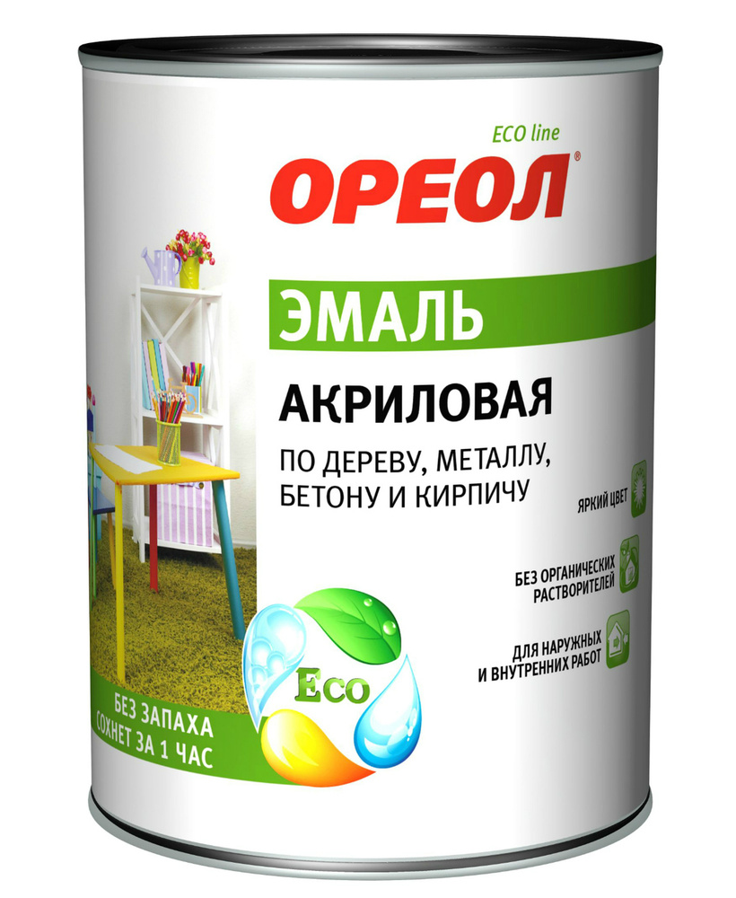 Эмаль акрил ОРЕОЛ красная 0,9кг (5663) /14996