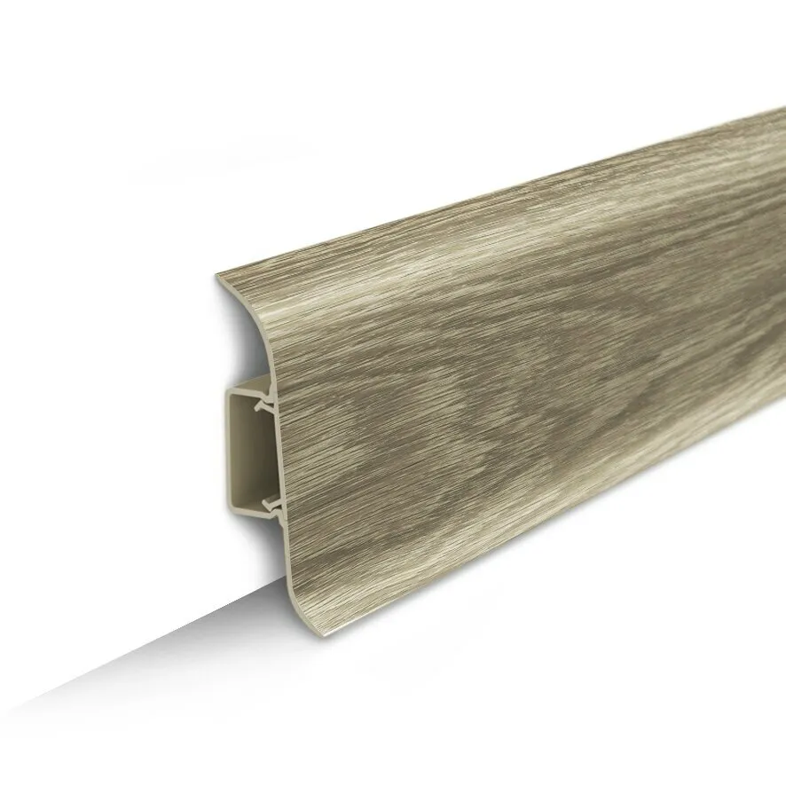 Плинтус напольный с центр.планкой 55мм 2,2м Идеал Классик 201 Дуб /6826