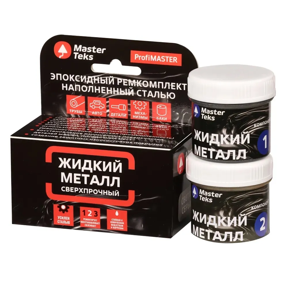 Жидкий металл MasterTeks РМ ремкомплект эпоксидный двухкомп. термост. 160г серый/3546