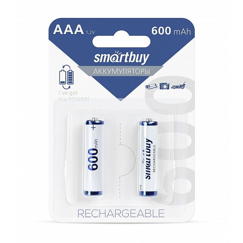 Аккумулятор NiMh Smartbuy AAA/2BL 600 mAh (24/240) (SBBR-3A02BL600) упак/3082
