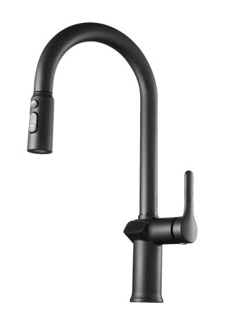 Смеситель ESKO для кухни вытяжной с дисплеем Black K15B LED 