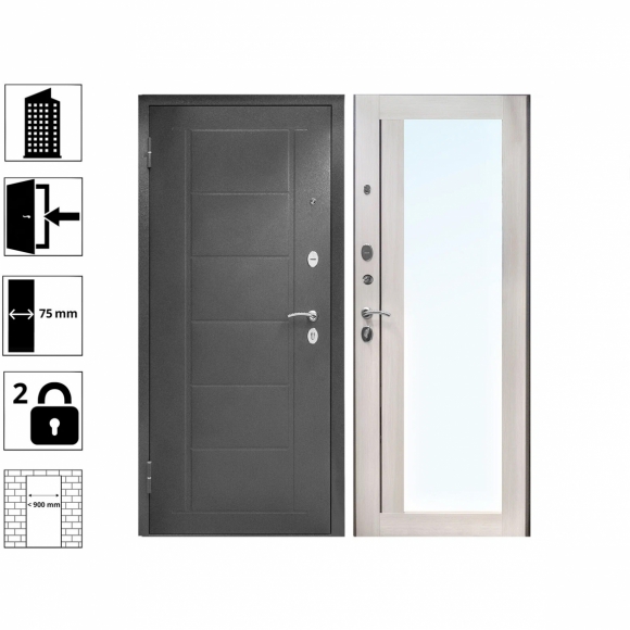 Дверь STEEL DOOR BASE 90-2050/860/L Классик Венге Муар/0498