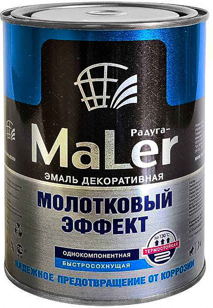 Эмаль декоративная с молотковым эффектом РадугаМалер 0,8л золотистая /7732/3938