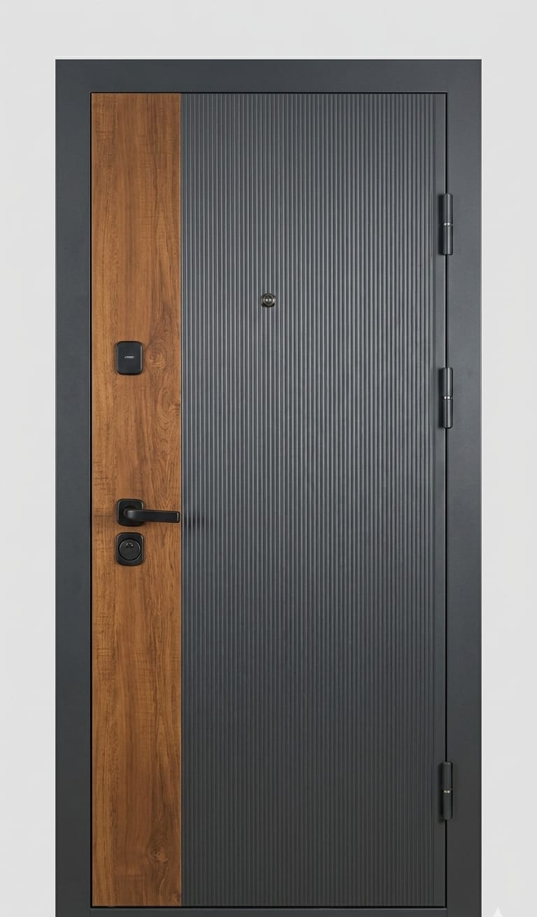 Дверь STEEL DOOR BASE 90-2050/860/R Комбо Вертикаль Арктик Муар/0495