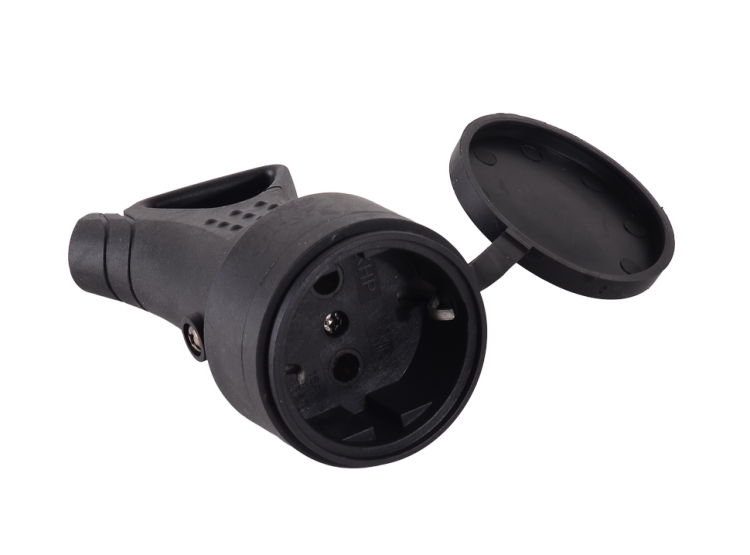 Розетка кабельная с крышкой с/з каучук IP44 16А Вихрь/1/7