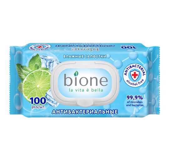 Салфетки влажные Bione 100 шт /7010