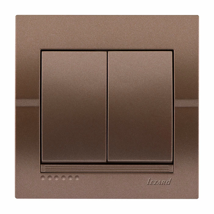 Выключатель LEZARD 2кл  светло-коричневый перламутр /702-3131-101