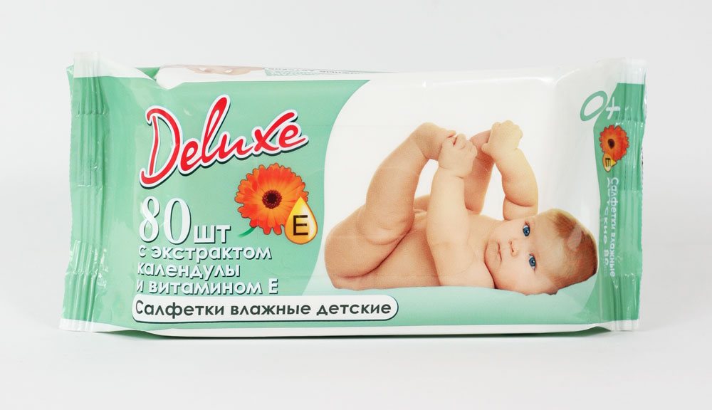 Салфетки влажные Deluxe 20 шт детские с экстр. календулы/Р295