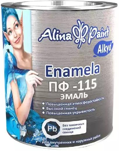 Эмаль ПФ-115 Alina Paint ENAMELA -746,  алкидная 2,7 кг ЧЕРНАЯ ГЛЯНЦЕВАЯ/3860