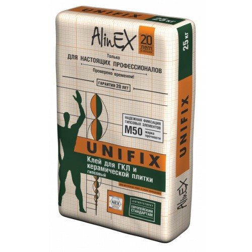 Клей AlinEX UNIFIX, 25 кг (для ГКЛ)/3563