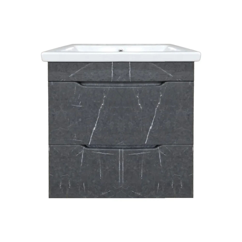 Тумба Модерн Геометрия Верт. Х4 Brezze 60 напол. 2 двери, мрамор черный глянец/белый/ 234740/ 234466