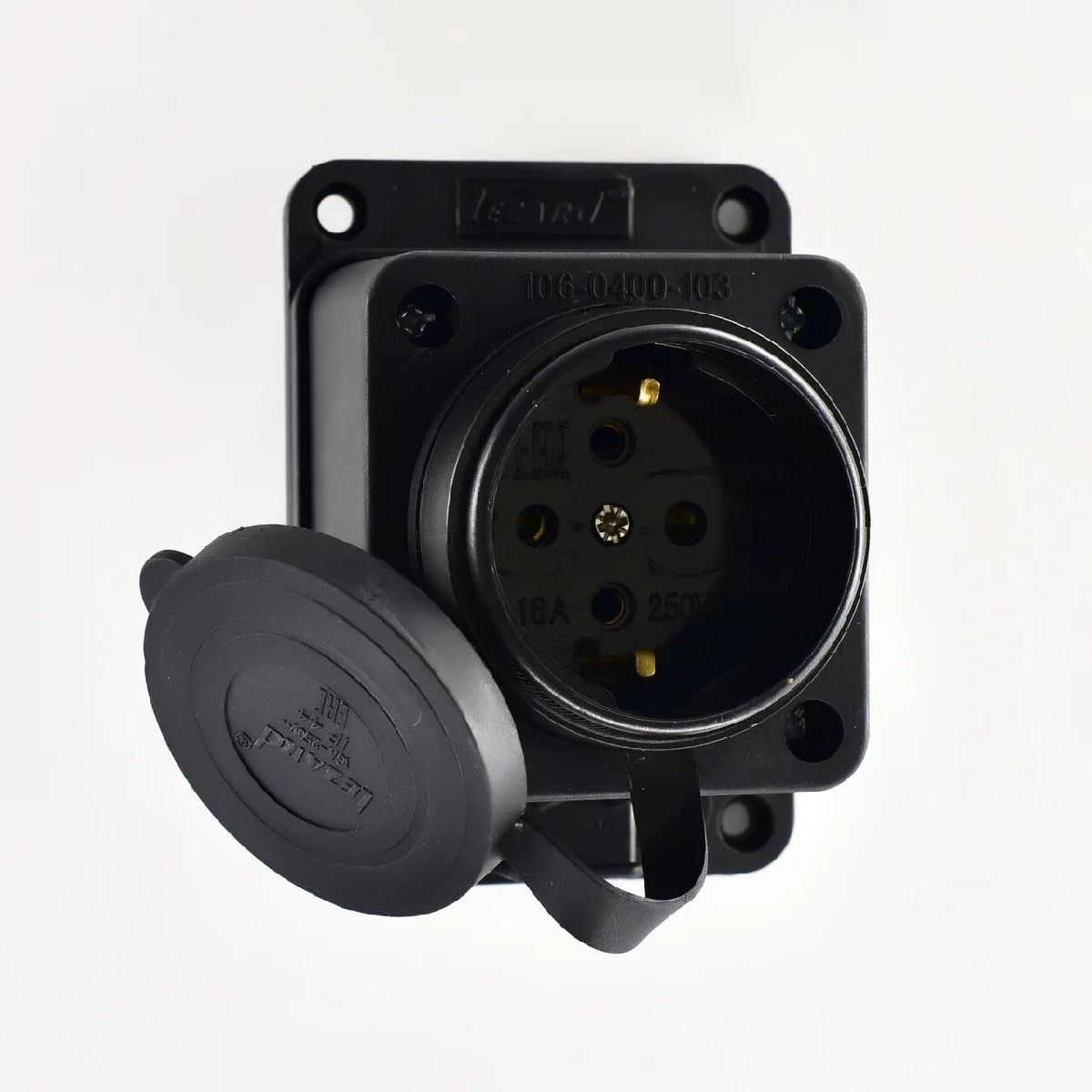 Розетка каучук Lezard наружняя прямая с заглушкой /106-0400-0104