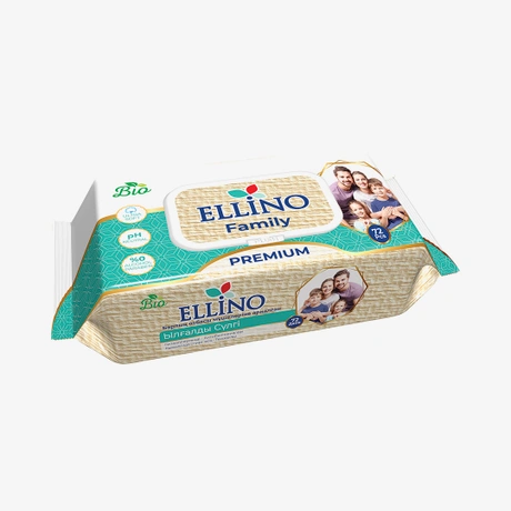 Салфетки влажные ELLINO FAMILY 72 шт 