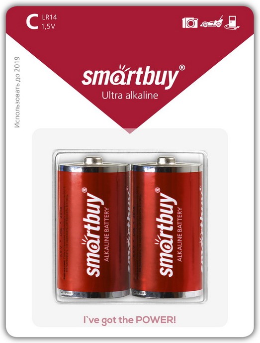 Батарейка алкалиновая Smartbuy LR20/2B (12/96) (SBBA-D02B) упак/3060
