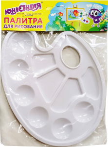 Палитра для рисования ЮНЛАНДИЯ белая, овальная 227806