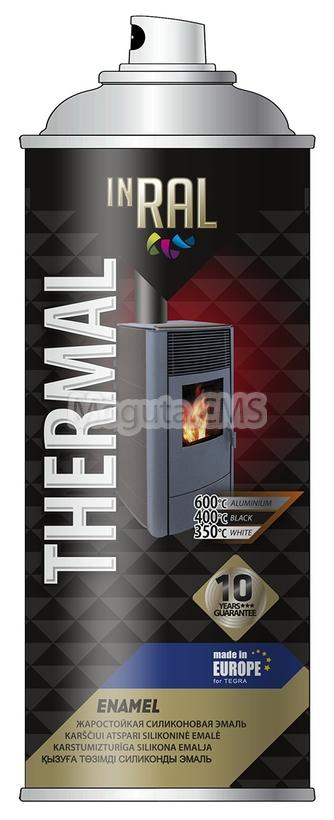 Аэрозоль INRAL эмаль силикон жаростойкая белая +800°С 400мл (5111)/9029