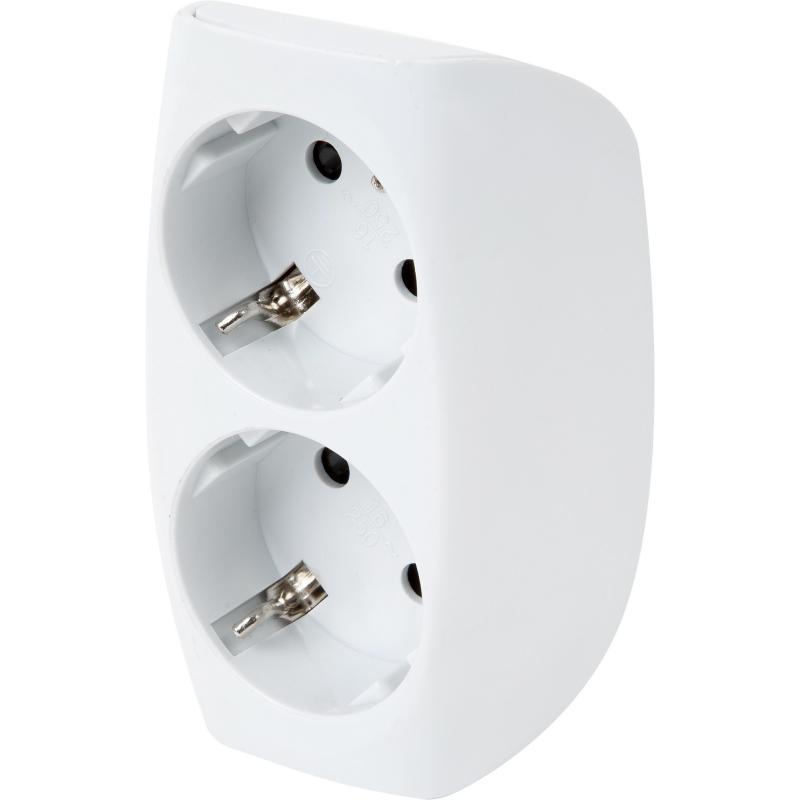 Тройник ЭРА SP-2E-W 2 гн, с/заз/штор/белый 9016