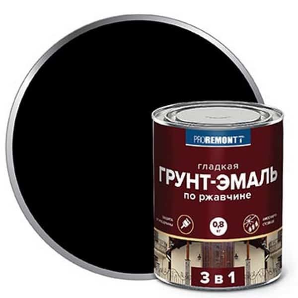 Грунт-эмаль 3 в 1 PROREMONT 0,8 кг черная /31581