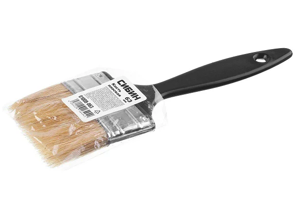 Кисть плоская СИБИН, пласт. ручка, светлая смеш..щетина 63мм /01008-063