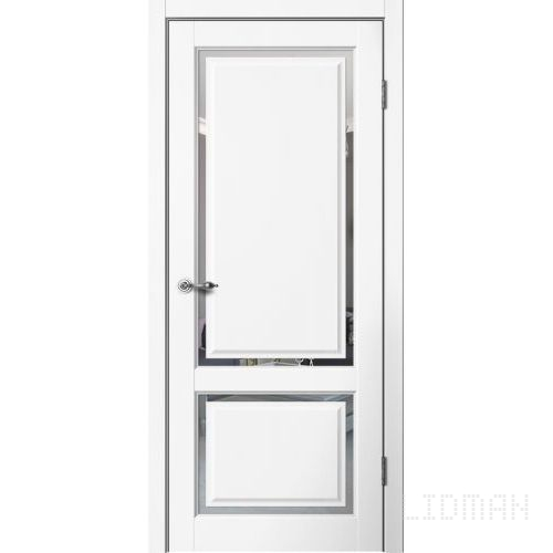 Е02 Полотно дверное 600*2000 ПВХ эмалит белый ЗЕРКАЛО /Е02-600