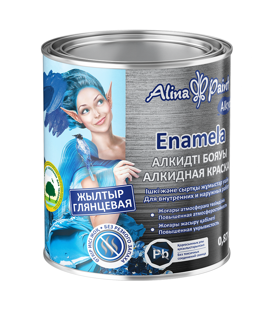 Эмаль ПФ-115 Alina Paint ENAMELA  711, алкидная 0,87 кг, БЕЛАЯ ГЛЯНЦЕВАЯ/3852