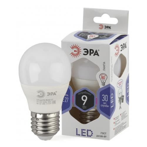 Лампа LED ЭРА Р45-9W-860-E27 0379