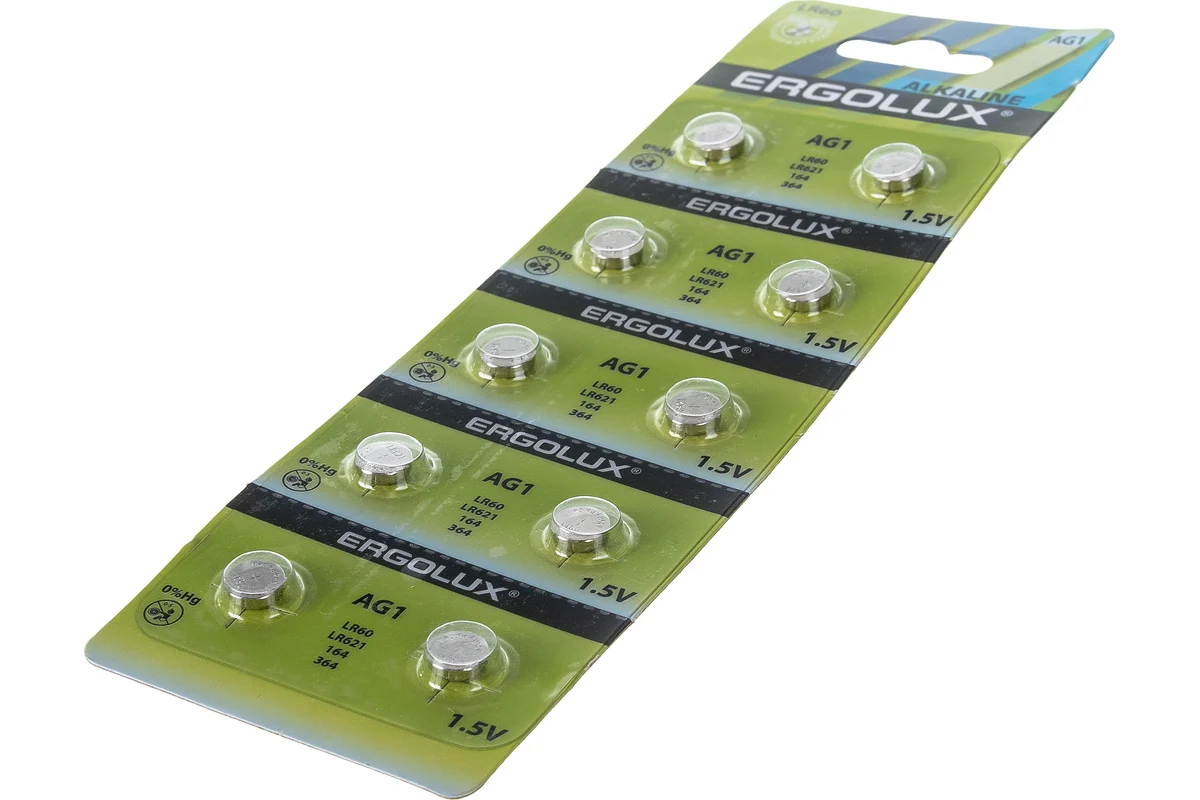 Батарейка Ergolux Alkaline AG1 2 шт LR60 /14768