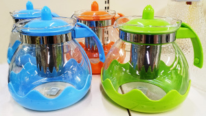 Чайник заварочный 1,5л. (стекло/пластик)/KZ303