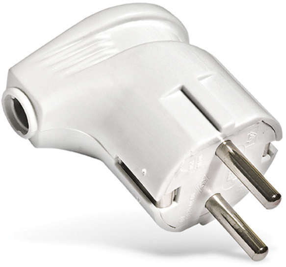 Вилка UNIVersal А105 электрич. с заземл. угл. бел. 16А 250В (еврослот)/100856