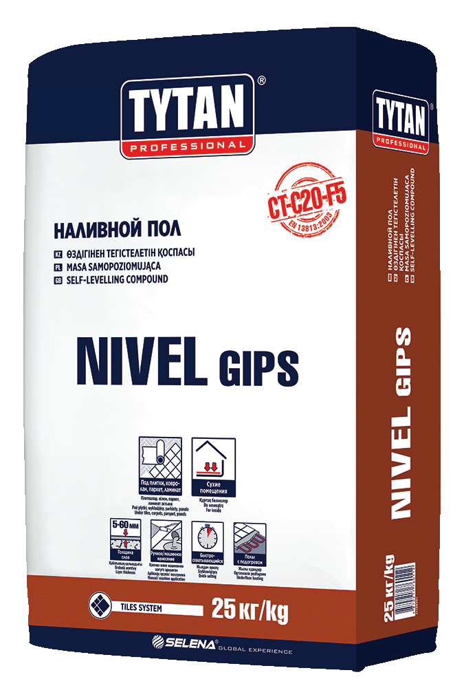 Наливной пол TYTAN NIVEL GIPS 25 кг /2379