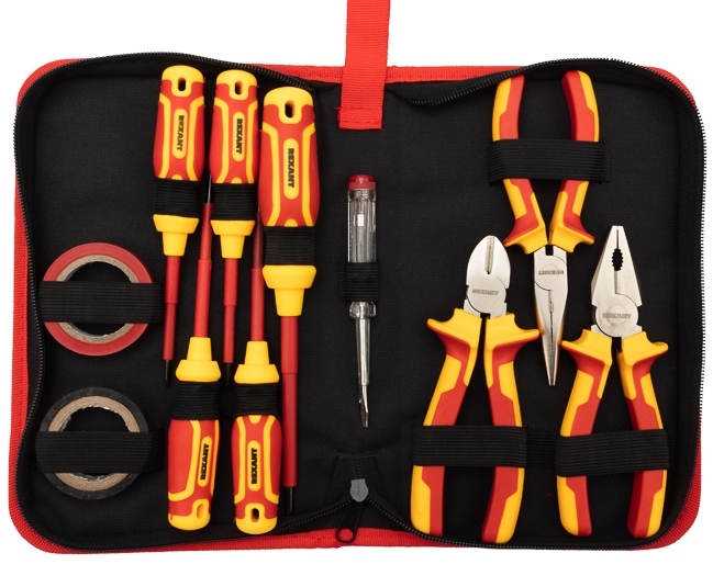 12-4692-3, Набор диэлектрического инструмента RI-02, тканевый пенал, 11 предм, до 1000В REXANT (С)