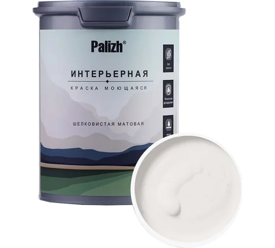 Краска интерьерная шелковисто-матовая "Palizh" (1,4 кг), белая роза № 808, PALIZH/808-1,4