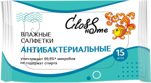 Gloss home Салфетки влажные 15 шт антибактериальные