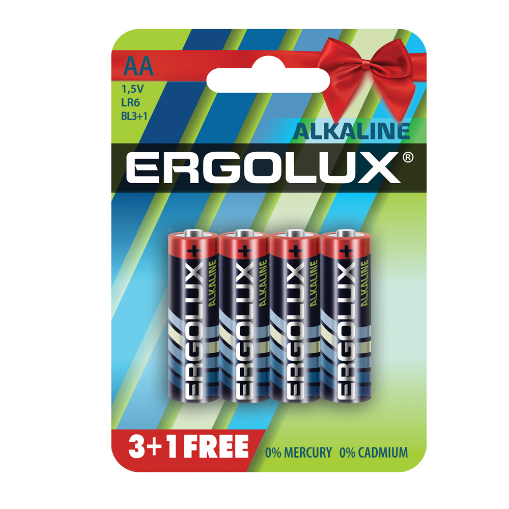 Батарейка Ergolux Alkaline LR6 BL 3+1 АА /5695/0023
