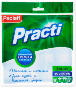 Тряпка Paclan Practi универсальная кухонная 35*35см, 5шт/410021