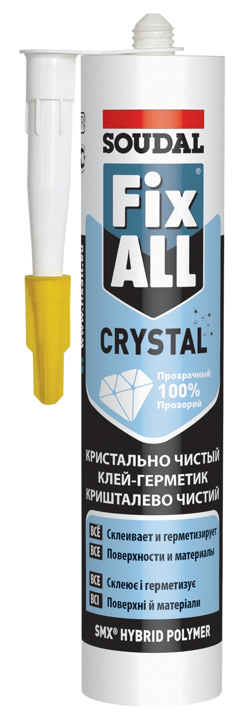 Клей герметик SOUDAL Fix All Crystall 290мл прозрачный/1676