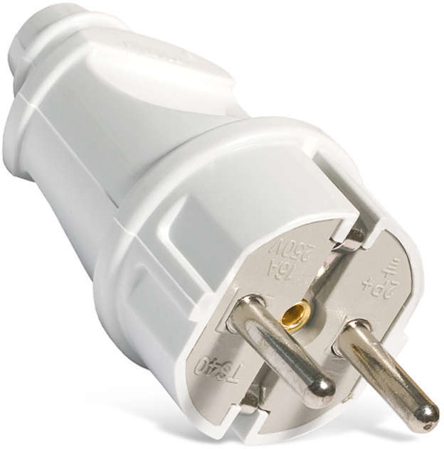 Вилка UNIVersal А101 с заземл.прям.бел 16А/100852