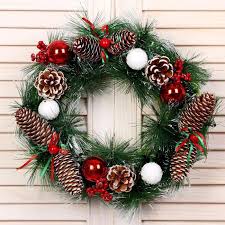 Венок новогодний d-30 см "Шишечки с шариками" 5036605