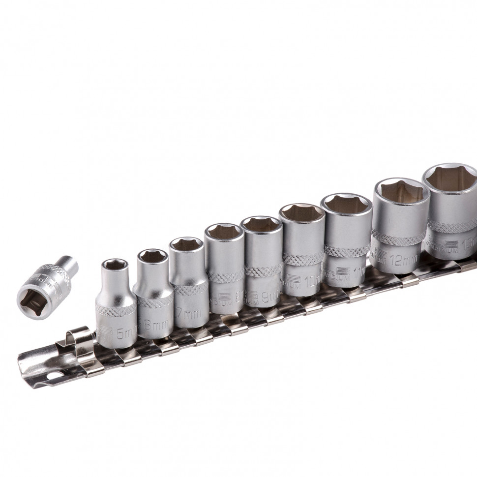 Набор торцевых головок 1/4" 6-гран., 4-13мм CrV /Stels 13602