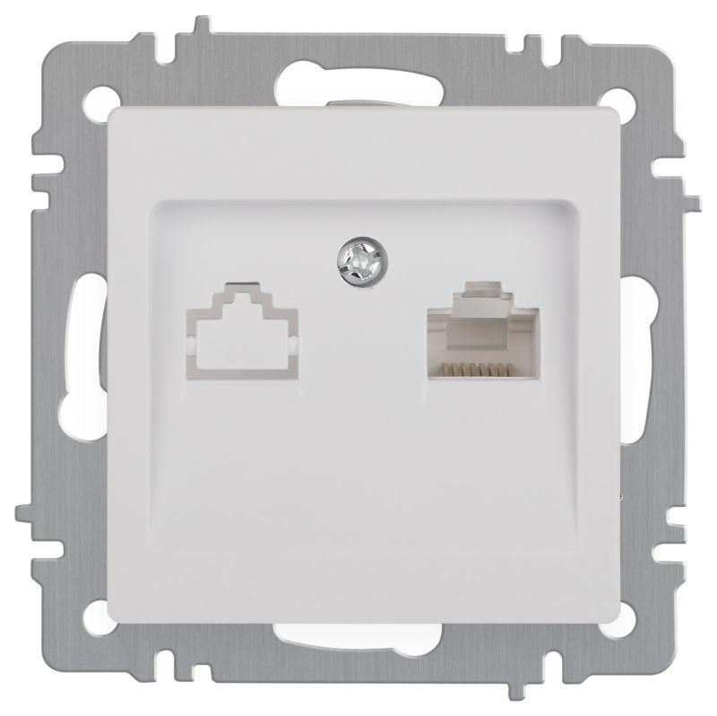 Розетка INTRO ACCENT 6-303-01 информационная RJ45 IP20 СУ белая/3823