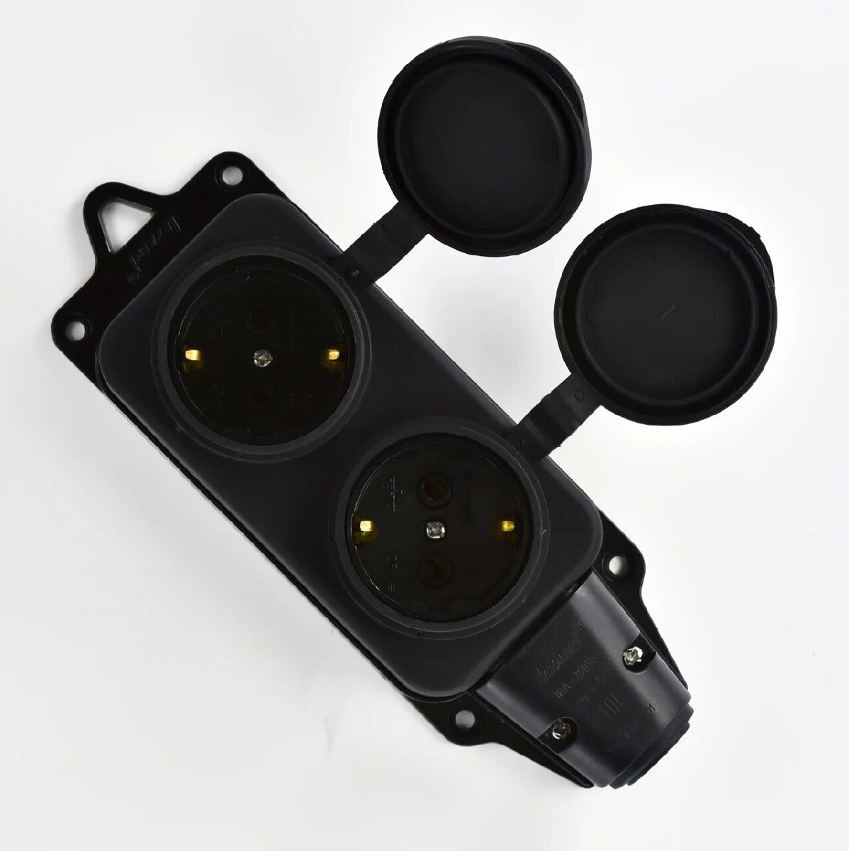 Розетка каучук Lezard наружняя двойная с заглушкой /106-0400-0110