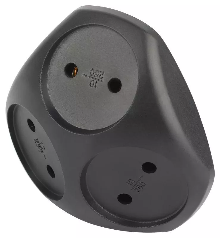 Разветвитель электр. SPx-3-B на 3 розетки б/з 10А черный ЭРА Б0059721/8002