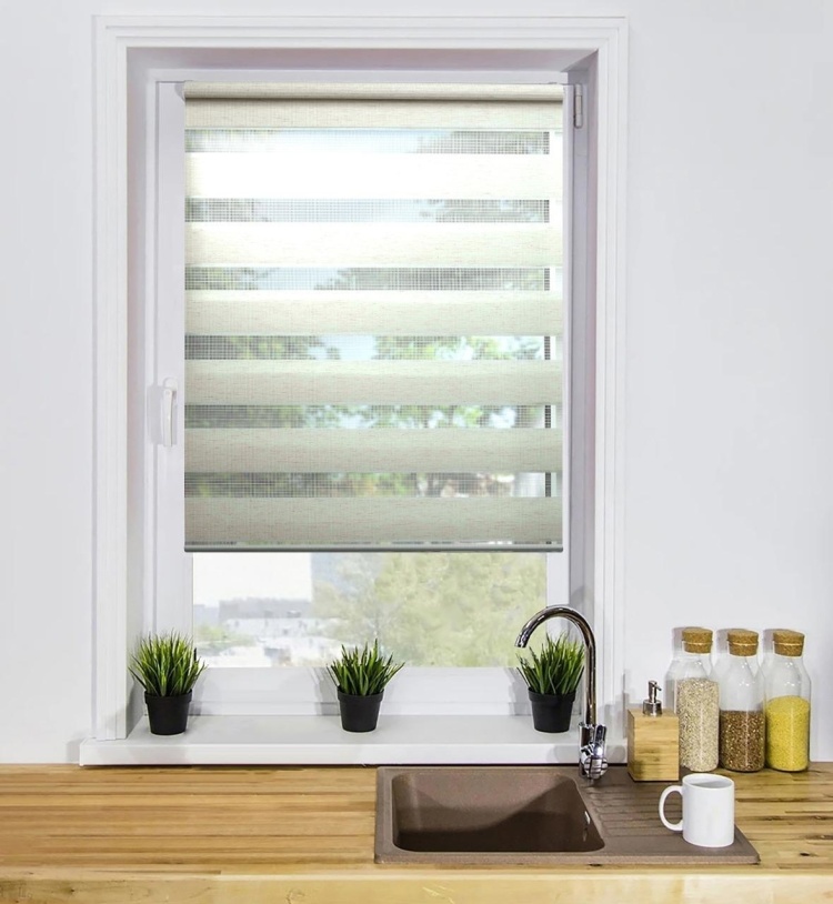 Рулонная штора LB 10-09, 52*160см День-Ночь "Грация" лён /0013