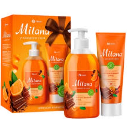 Набор подарочный Milana мыло апельсин-шоколад 300мл/крем 80мл/10250