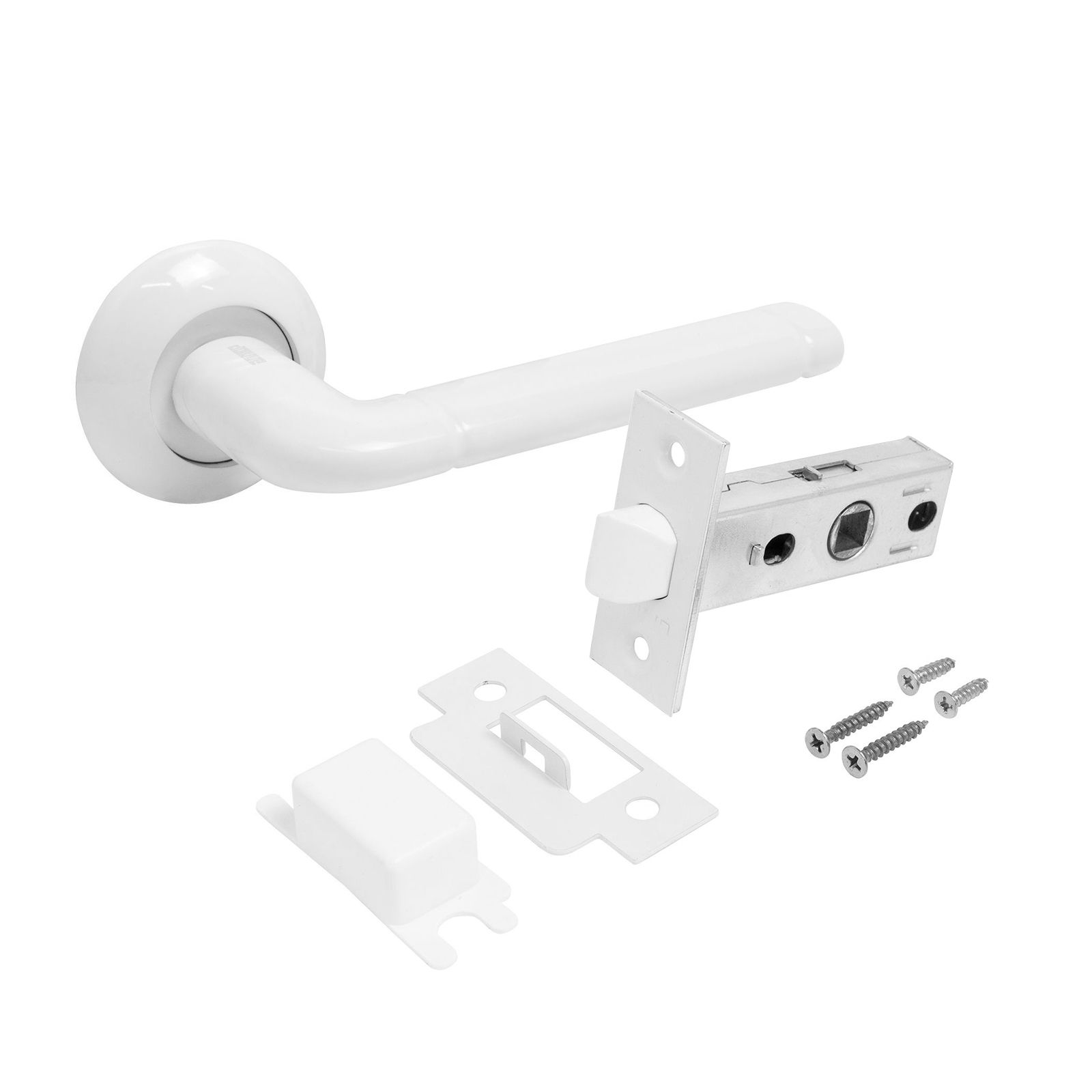 Комплект ручка и защелка АЛЛЮР АРТ "ПОЛО" W+L45-8 W (15110/S45) белый/14668