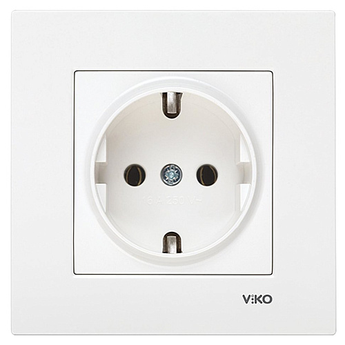 Розетка VIKO одинарная с/з белая KARRE 90960008