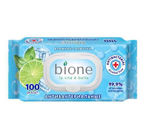 Салфетки влажные Bione 100 шт /7010