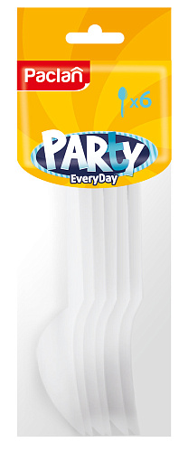 Ложка пластиковая белая 6шт Paclan Party