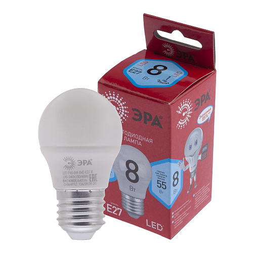 Лампа LED ЭРА Р45-8W-840-E27 ECO 3655